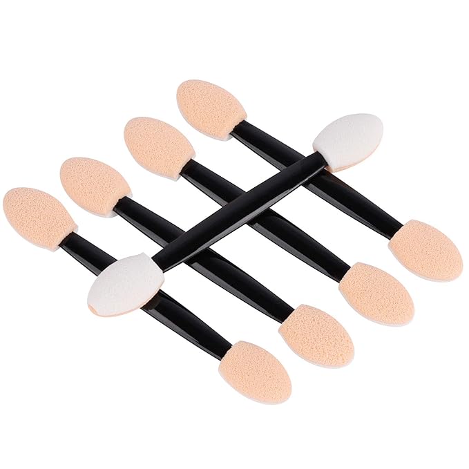 1000 Eye Shadow Applicator Disposable Foam Makeup Brush Sponge Tipped Oval Eyeshadow Applicators Dual Sides Black