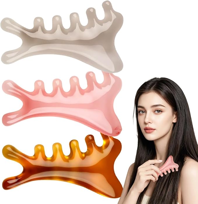 4 in 1 Massage Comb Gua Sha Tool for Face & Body, 2025 New Head Massage Combs Facial Tools, Meridian Therapy Tool for Body Tension Relief, Self Care Gifts for Women Men (3 PCS)