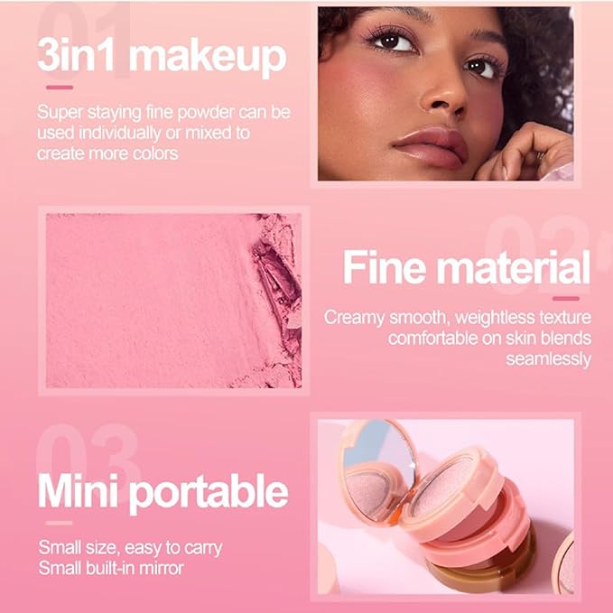 Makeup Eyeshadow Palettes, 3-in-1 Protable Multifunction Blush Highlighter