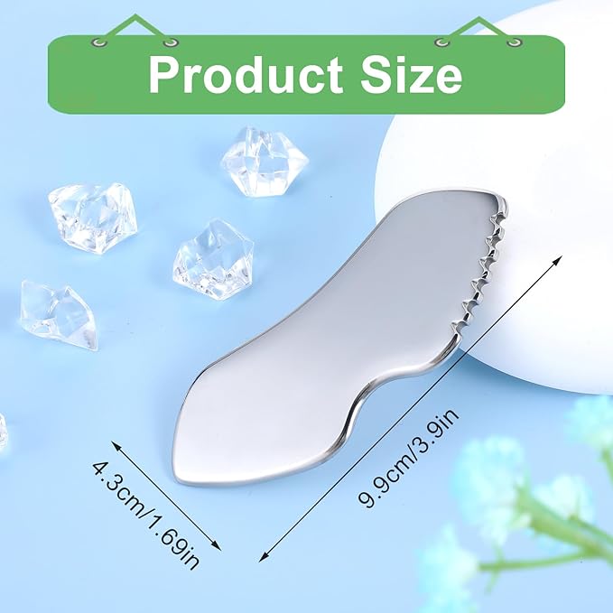 Gua Sha Stone, Gua Sha Stainless Steel Facial Tools Beauty Scraping Massage Tool Jaw Shaping Swelling Reduction Skin Care Gift Women Lines Face Lifting Improvement Fine
