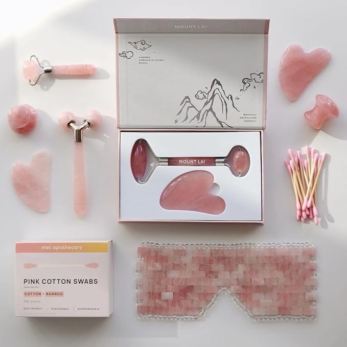 Rose Quartz Facial Roller, Authentic Face Roller for Puffiness, Depuffing Eye Roller & Face Massage Tool