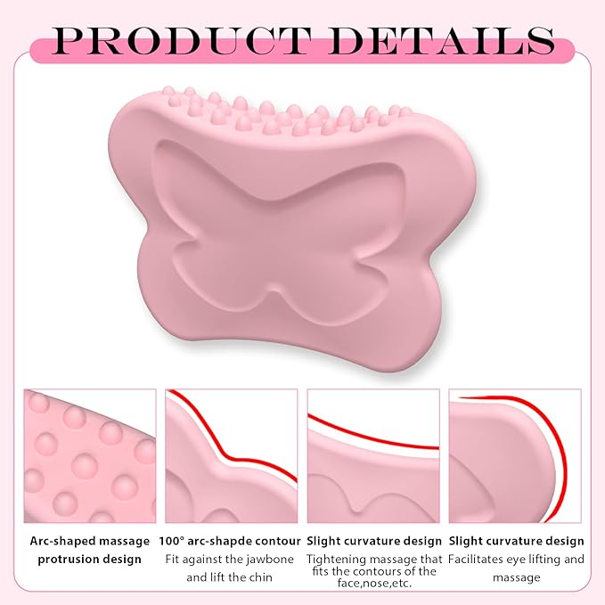 Silicone Facial Body Brush - Lymphatic Drainage Massager for Face, Neck Lifting, Gua Sha Beauty Tool to Shape & Radiant Skin (Pink)