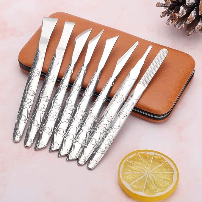 Watris Veiyi 8PCS Foot Shaver Pedicure Tool, Pedicure Knives Set, Stainless Steel Dead Skin Removal Kit, Foot File Callus Nail for Women Men Care Feet