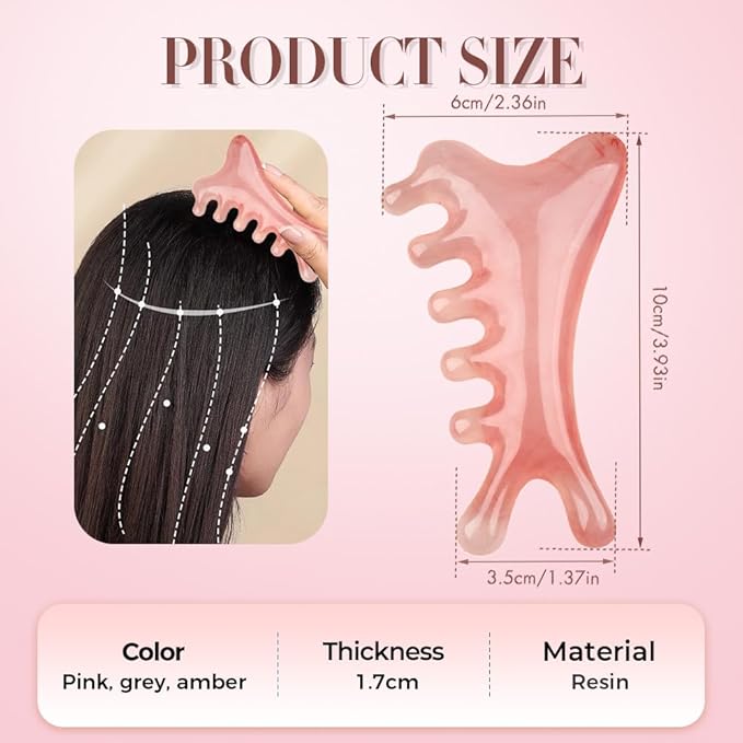 4 in 1 Massage Comb Gua Sha Tool for Face & Body, 2025 New Head Massage Combs Facial Tools, Meridian Therapy Tool for Body Tension Relief, Self Care Gifts for Women Men (3 PCS)