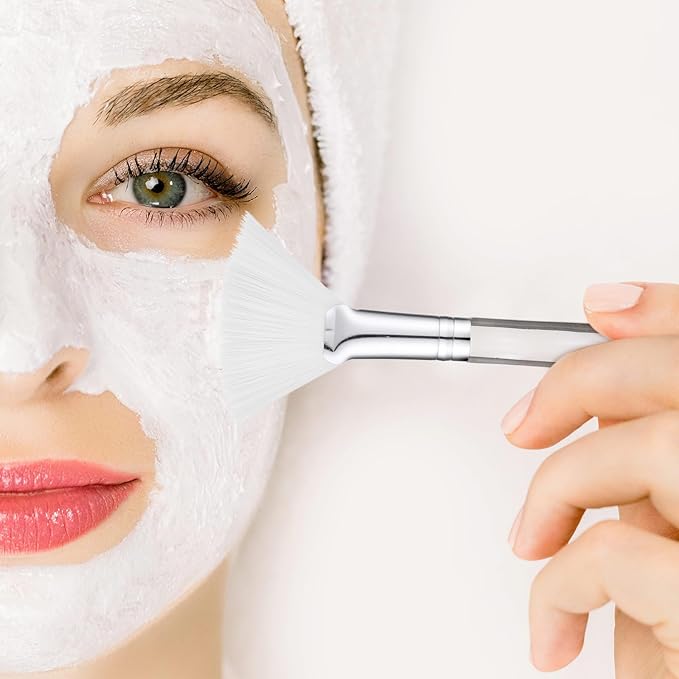 60 Pcs Fan Facial Brushes Fan Mask Soft Facial Applicator Brushes Acid Brush Cosmetic Makeup Blush Applicator Tools for Esthetician Eyeshadow Peel Mud Cream(White)