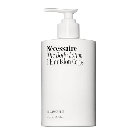Nécessaire The Body Lotion with Pump. Fragrance-Free. Multi-Peptide Firming Lotion to Moisturize, Firm, Strengthen. 2.5% Niacinamide, Vitamin C/E + Omega 6/9. 450ml / 15.2 fl oz