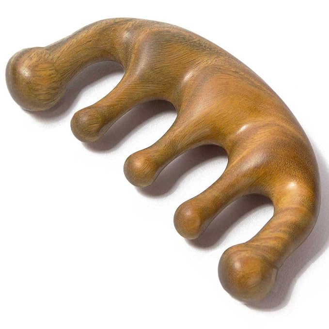Wooden Massage Comb, Wooden Scalp Massager, Scalp Gua Sha for Stress Relax, Loc Comb for Sisterlocks - Green Sandalwood