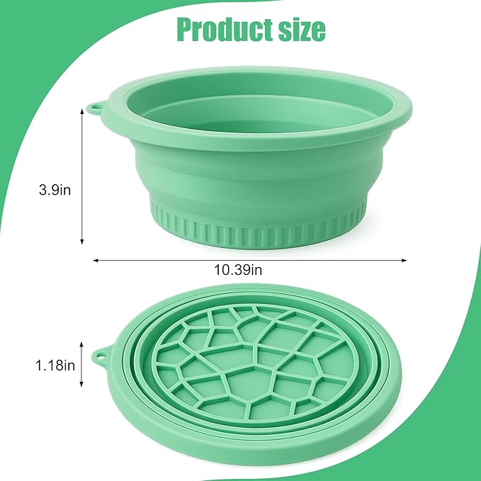 Silicone Face Bowl for Ice with Built-In Icetray, Collapsible Face Tub for Ice Bath, Facial Ice Plunge Bowl, Ice Water Facials at Home - Green