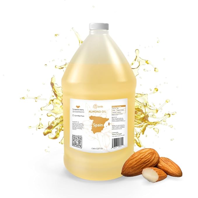 Nature Packaged Sweet Almond Oil - for Skin and Hair - Carrier Oil for Essential Oils Mixing - From EIR Oils' Farm in Mallorca, Spain - 4 Gallons