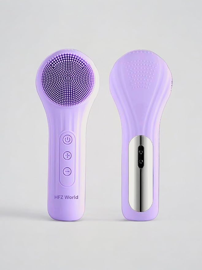 Silicon Facial Cleansing Brush, HFZ World Facial Cleansing Brush, Silicone face Scrubber for Men & Women, Electric Facial Scrubber, IXP7 Level 100% Waterproof,Silicon Facial Brush