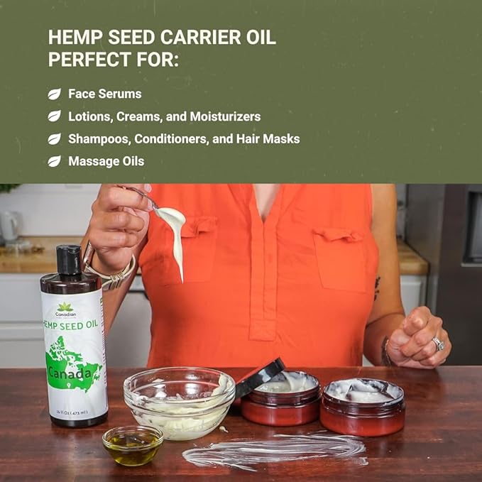 Hemp Seed Oil for Skin, Hair and Body Direct from Hemp Oil Canada - Cold Pressed Hemp Seed Oils - 16oz (Pack of 1)