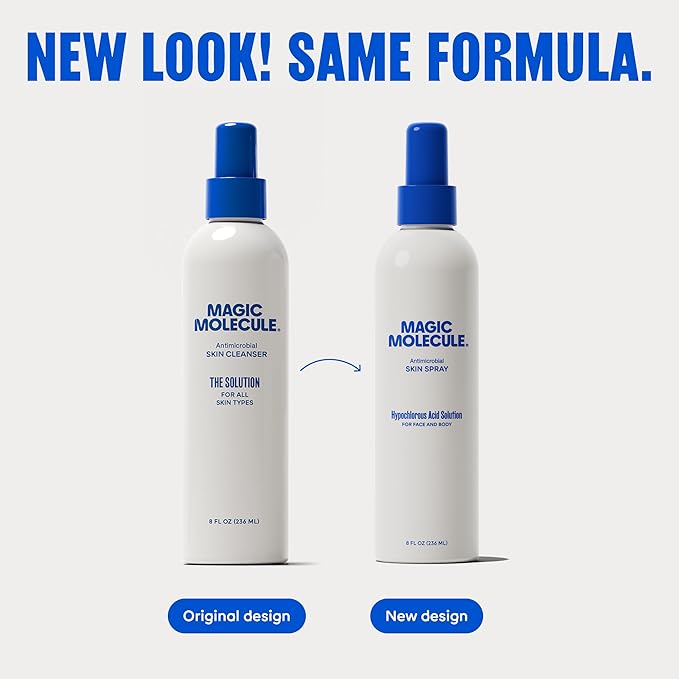 Magic Molecule Skin Cleanser for All Types, Hypochlorous Acid Spray Helps Heal Acne Prone, Eczema and Itchy Rashes and 50 Other Skin Ailments, Safe for Multiple Daily Uses, 8 oz Spray