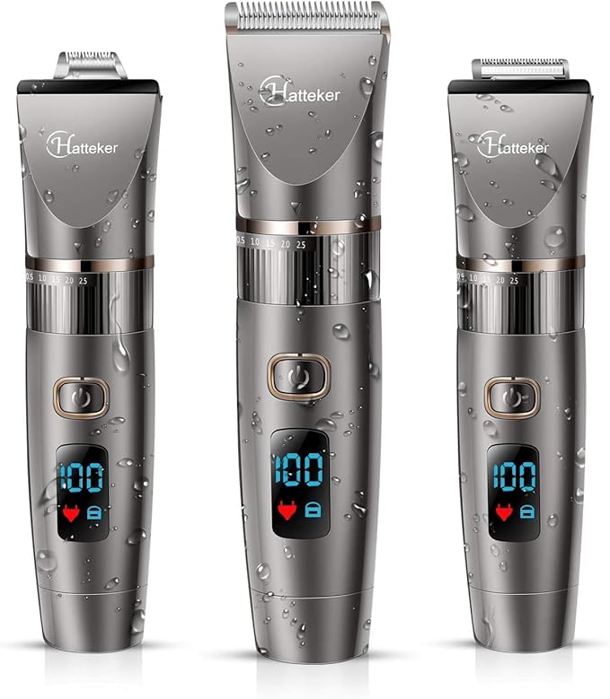 Hatteker Beard Trimmer for Men Professional Hair Clipper Hair Trimmer Shaver Haircut Detail Cutting Kit for Men Cordless Waterproof