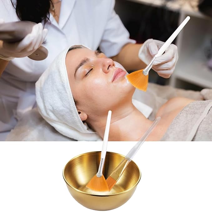 18 Pcs Esthetician Supplies for Facials Set,6 Gold Facial Bowls, 6 Facial Brushes,6 Flat Mask Brushes,Professional Spa-Grade Tools for Women,DIY Face Mask Mixing,Cosmetic & Skincare Application