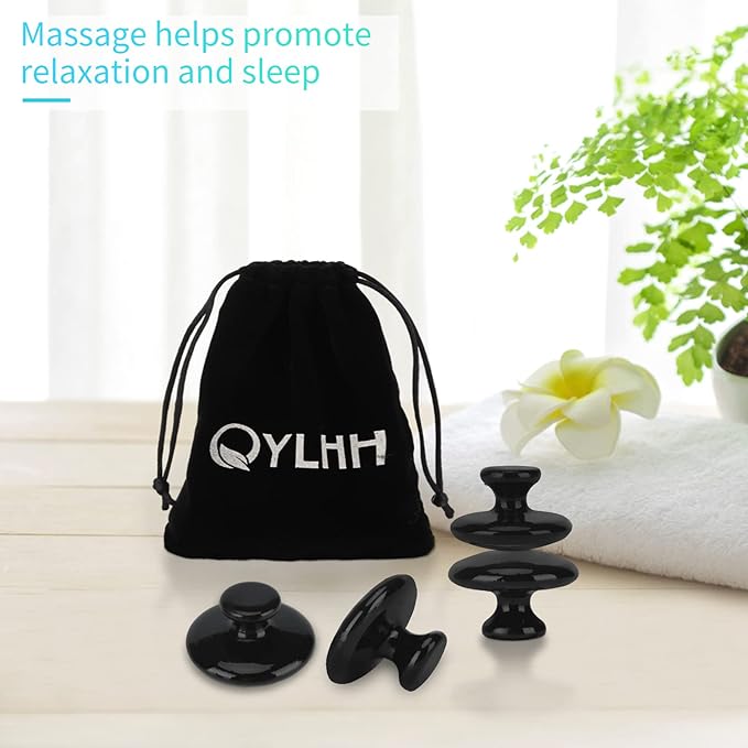 4 Pcs Mushroom Hot Massage Stones Set Natural Bian Warm Rocks Kit for Facial SPA5.5x3.5cm