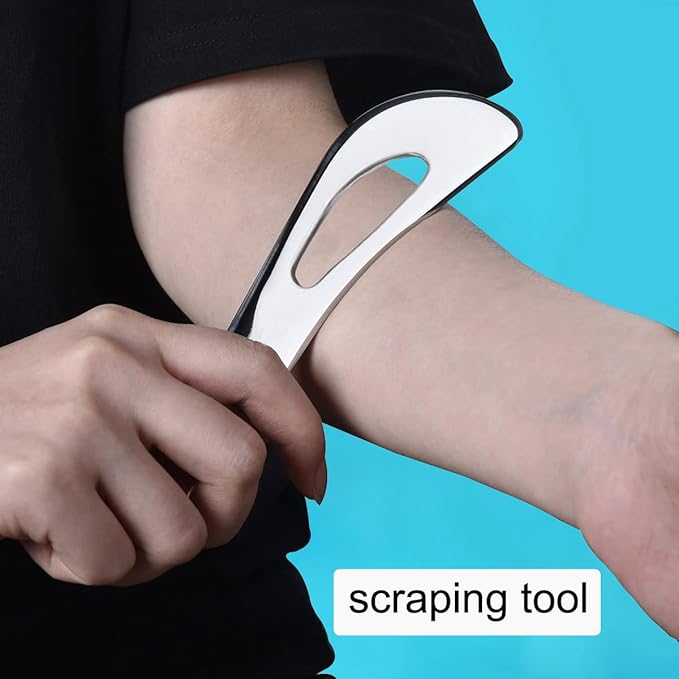 8pcs Stainless Steel Gua Sha Muscle Scraper Tool - IASTM Tool Set Great Soft Tissue Mobilization Tool- for Back, Neck, Arm, Leg, Shoulder and Whole Body Acupoints(Carry Bag)
