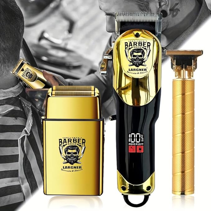 Hair Clippers for Men Professional, Cordless Beard Trimmer & Electric Razor Shavers for Men, Rechargeable 3 Piece Barber Hair Cutting Kit LED Display Men's Grooming Kit