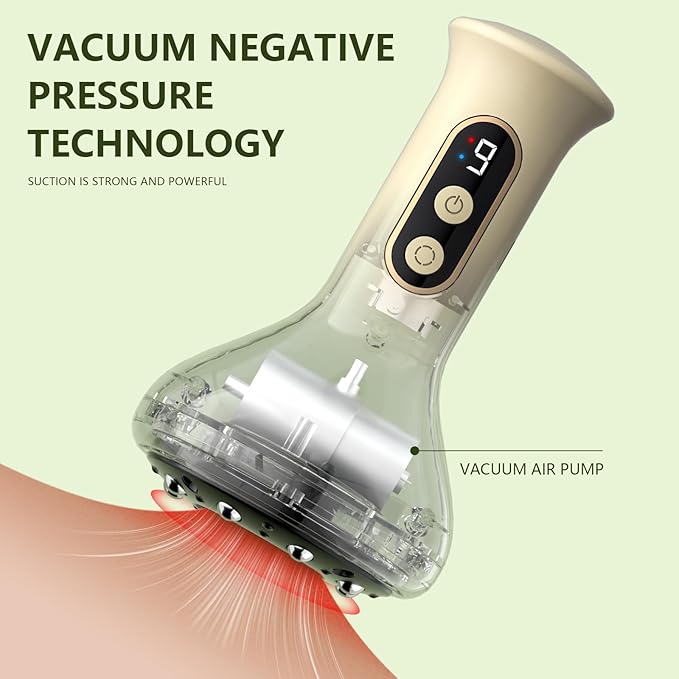 2 in 1 Handheld Gua Sha & Cupping Massager - 9 Modes Electric Vacuum Suction for Muscle Recovery, Body Sculpting Massage, Cordless Rechargeable for Back, Legs, Arms