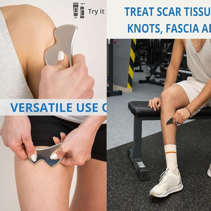 Muscle Scraper Stainless Steel Gua Sha Scraping Massage Tool Set IASTM Tools Great Soft Tissue Mobilization Tool(6pcs)