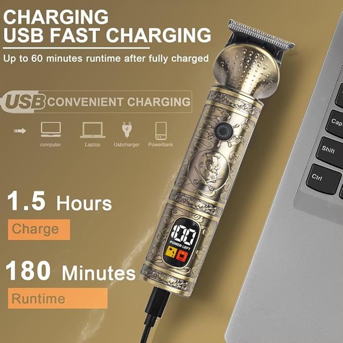 Trimmer Kit Professional Hair Clipper Zero Gapped T-Blade Electric Shaver Razor Nose Body Trimmer for Men Cordless Grooming Kit 4 in 1