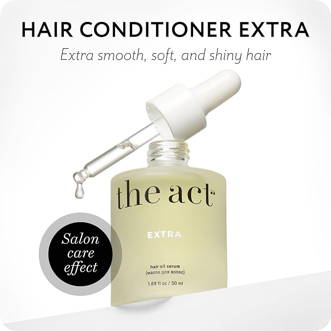 The Act Hair Oil for Dry & Frizzy Hair – Leave-In Lightweight Treatment with Argan, Coconut & Castor Oil – Non-Greasy Finish – 1.69 fl oz