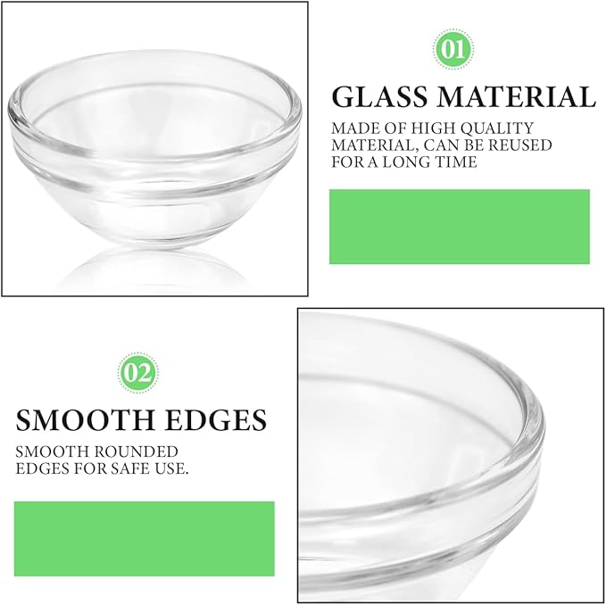 10 Pcs Glass Facial Mask Bowls, Essential Oil Bowl DIY Cosmetic Beauty Tool for Home Salon Spa Face Skin Applicator Bowl(Transparent)