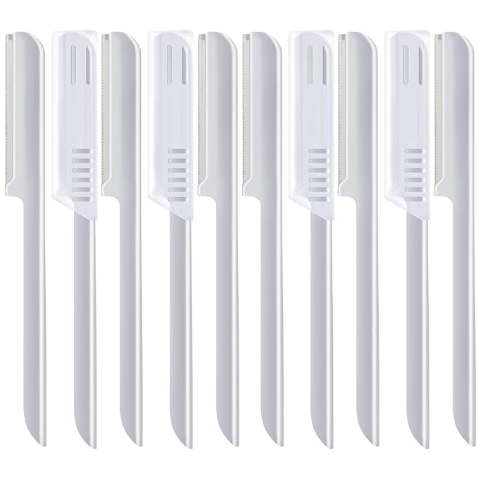 10 Pieces Eyebrow Razor for Women Facial Shaver Razor Brow Shaper Eyebrow Trimmer Dermaplaner Shaping Tool with Cover (Silver)