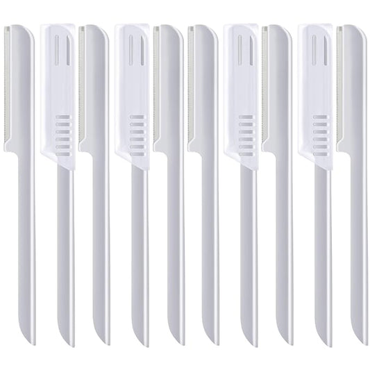 10 Pieces Eyebrow Razor for Women Facial Shaver Razor Brow Shaper Eyebrow Trimmer Dermaplaner Shaping Tool with Cover (Silver)