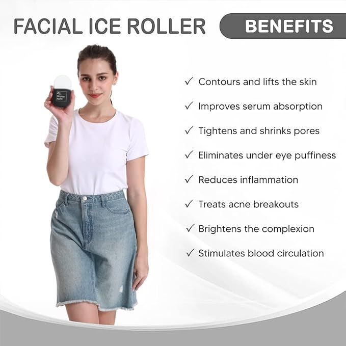 Cube Ice Roller for Face, Ice Facial Roller for Eyes Neck Naturally Tone and Tighten Skin, De-puff Eye Bags, Add a Healthy Glow Cryotherapy Enhance Skin Elasticity (Black)