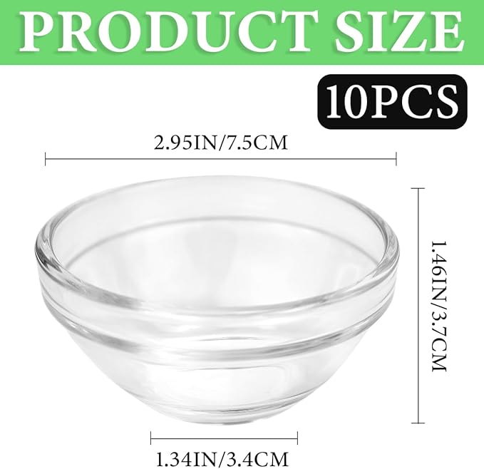 10 Pcs Glass Facial Mask Bowls, Essential Oil Bowl DIY Cosmetic Beauty Tool for Home Salon Spa Face Skin Applicator Bowl(Transparent)
