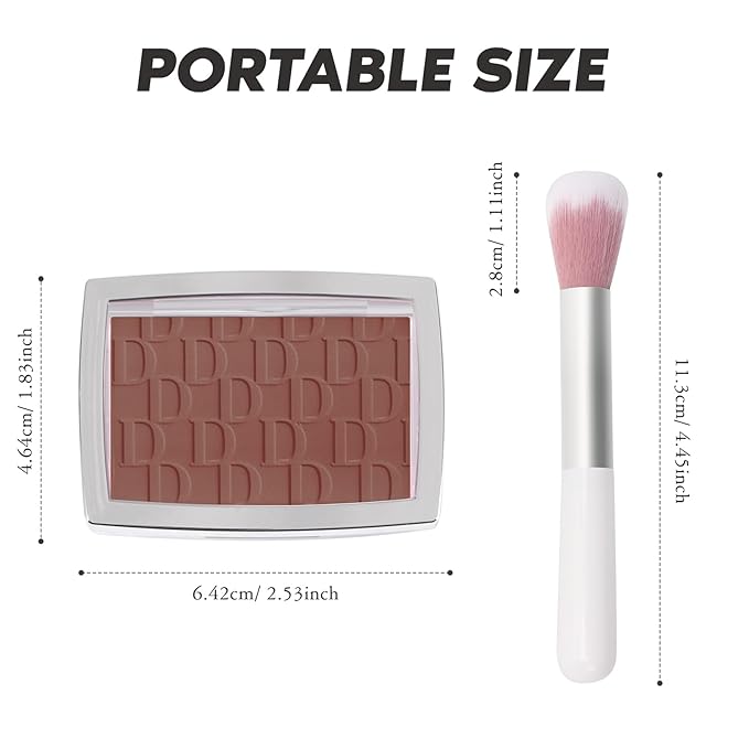 Mahogany Blush Powder Blush for Cheeks with Brush, Matte Blush Palette Blush Powder Face Blusher, Natural Blendable Formula Silky Lightweight Makeup Blush Rubores de Maquillaje, 020#