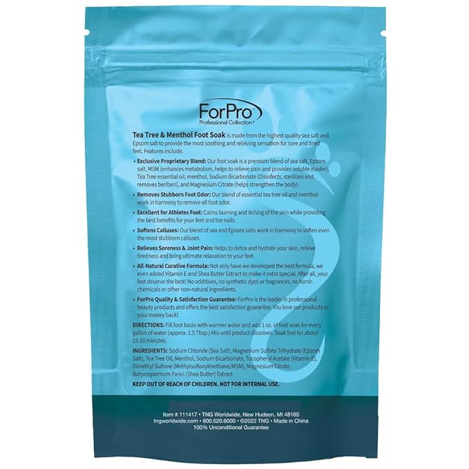 ForPro Professional Collection Tea Tree Oil & Menthol Foot Soak with Sea & Epsom Salt for Toenail Athletes Foot, Stubborn Foot Odor Scent, Softens Calluses & Soothes Sore Tired Feet -Pack of 3 16oz.