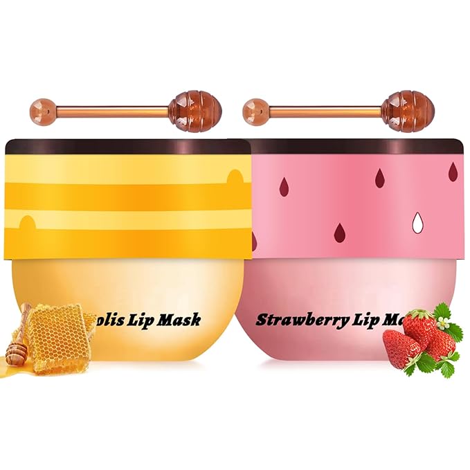 2PCS Bee Lip Balm Honey Pot, Exfoliate