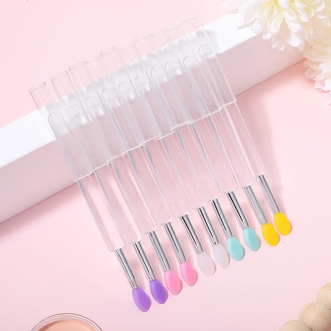 10pcs Reusable Silicone Lip Brushes with Lids Lip Mask Applicator and Applicator for Smooth Application Portable Design for Home Travel
