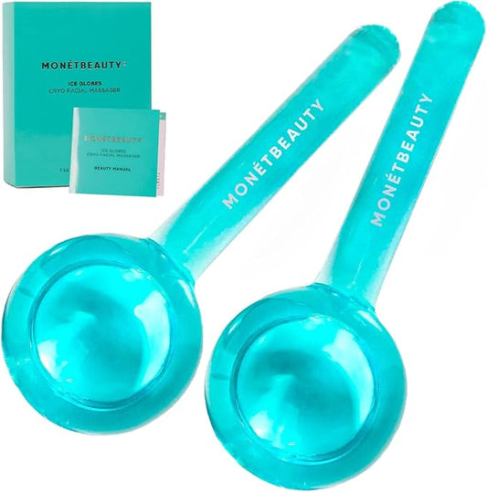Ice Globes for Face, Freezer Safe and Highly Effective Facial Globes for Daily Beauty Routines, Face Roller to Reduce Puffiness, Enhance Circulation and Complexion (Blue, No Glitter)
