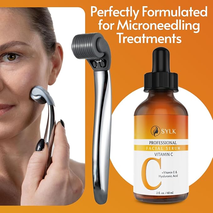 Vitamin C Serum For Face - Anti Aging Formula with Hyaluronic Acid & Vitamin E – Brightening Serum – Treatment for Dark Spots, Tone, Fine Lines & Wrinkles - Microneedling - Korean Skincare - 2 fl oz