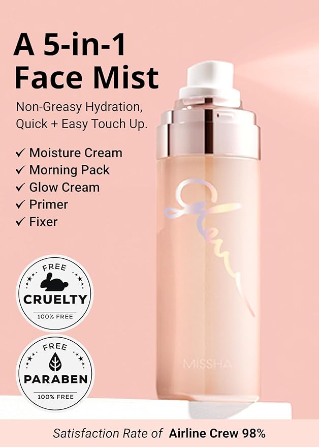 MISSHA Glow Skin Balm To Go Mist, 4-in-1 Hydrating, Refreshing, Makeup-Enhancing, Portable Dewy Glow Spray