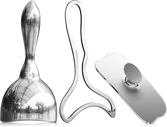 ONUEMP 3-in-1 Stainless Steel Therapy Massage Tool, Gua Sha Paddle & Swedish Cup & Mushroom Massager, Maderoterapia Kit Colombiana for Lymphatic Drainage, Cellulite Remover, Body Sculpting