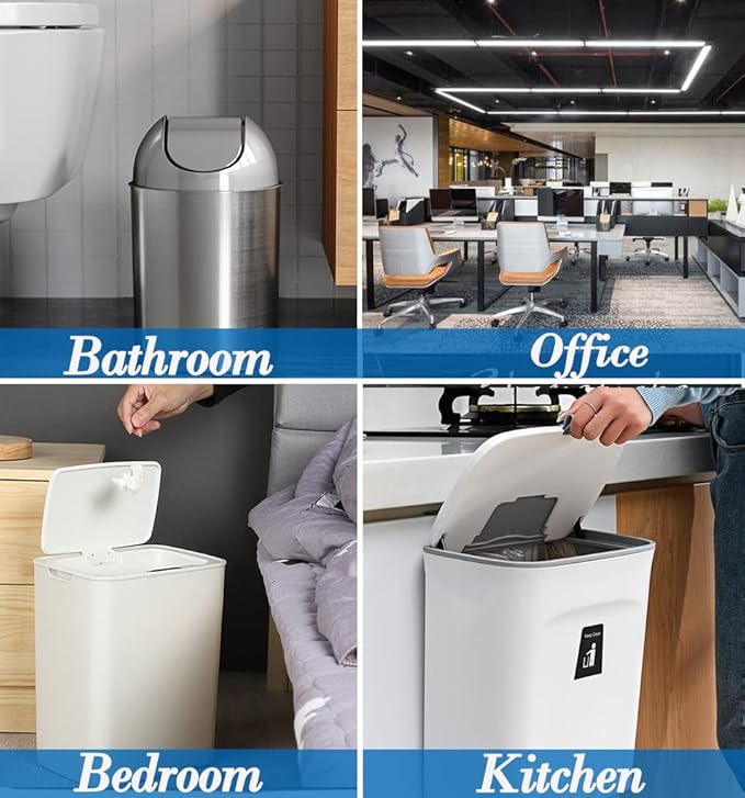 9 Gallon 60pcs Clear Trash Bags Strong Clear Garbage Bags, Bathroom Trash Can Bin Liners, Plastic Bags for Office Home Kitchen, Waste Basket Liner, Fit 30 Liter, 8,9 Gal(9G60-Clear)