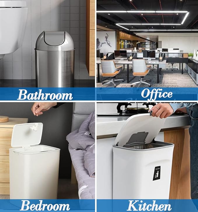 6 Gallon 70 pcs Clear Trash Bags Strong Clear Garbage Bags, Bathroom Trash Can Bin Liners, Plastic Bags for Office Home Kitchen, Fit 6 gallon,7 gallon Waste Basket Liner 5,6,7 Gal(6G70-Clear)