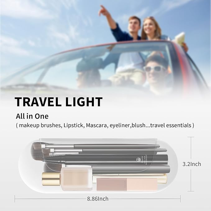 Silicone Makeup Brush Holder Travel Cosmetic Bag：Soft Portable Cosmetic Face Brushes Holder with Upgrade Anti-Fall Out Magnetic Closure, Large Travel Makeup Brush Case - White