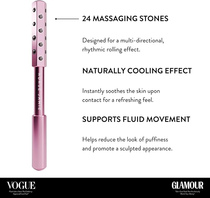 Nurse Jamie UpLift Facial Massaging Beauty Roller – Rose Gold - Facial Massager with 24 Stones for Sculpting, Firming & Reducing Puffiness
