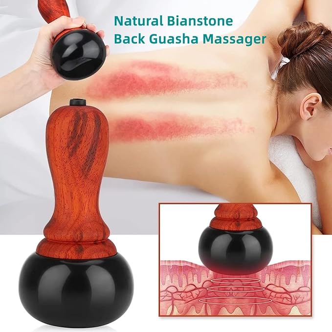 Hot Stones for Massage, Electric Body Massager with Temperature Control, Natural Bian Stone Gua Sha Scraping Massager for Home SPA Relaxation Treatment Pain Relief
