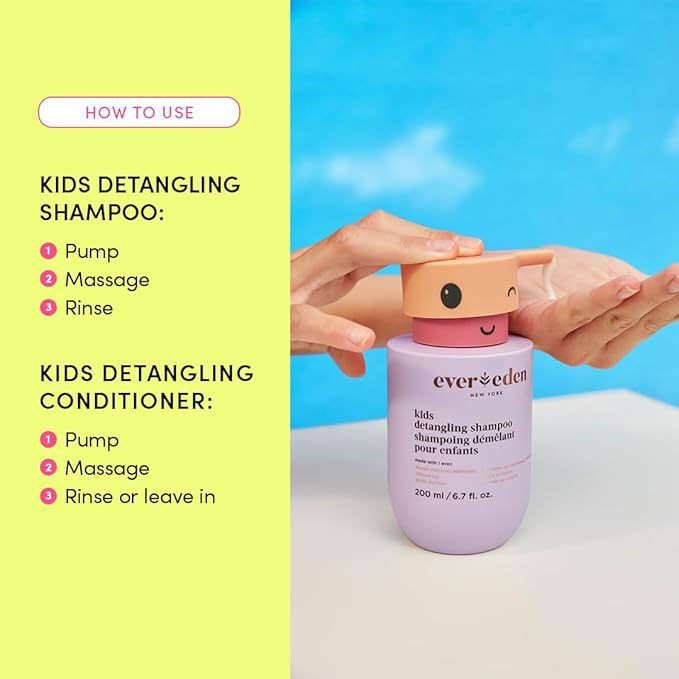 Evereden Kids Routine Bundle - Detangling Shampoo and Conditioner + Multi-Vitamin Face Wash and Face Cream for Kids 3+