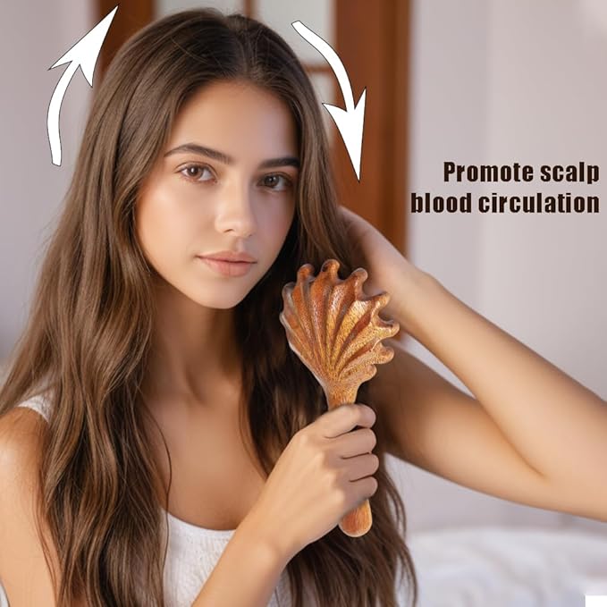 Wooden Trigger Point Massage Tool,Sandalwood Comb Head Massager,Gua Sha Comb Tool for Headache,Back,Neck,Shoulder Relaxation