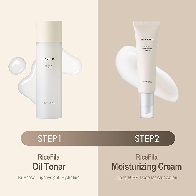 HAYEJIN RiceFila Moisturizing Cream - 50HR Hydrating Day and Night Moisturizer Face Cream with Niacinamide, 8 Hyaluronic Acids & 6 Peptides - Lightweight & Layerable Vegan Korean Skincare 1.69 fl oz