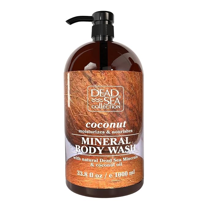 Dead Sea Collection Coconut Body Wash – Hydrating Shower Gel with Dead Sea Minerals & Coconut Oil – Scented Body Wash for Dry & Sensitive Skin – For Women & Men – 33.8 fl oz