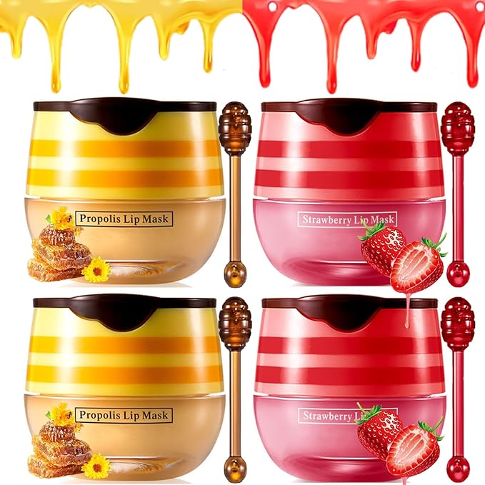 4 PCS Honey Lip Balm Pot, Wrinkle