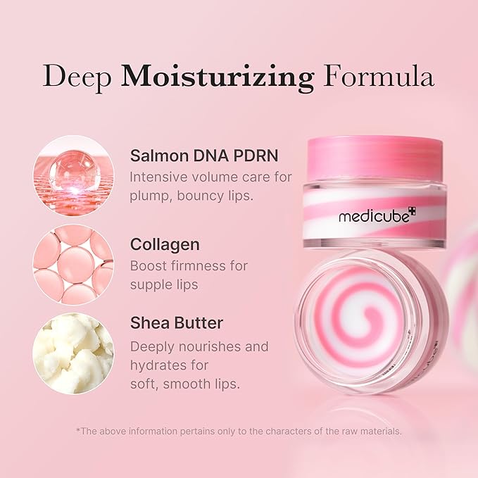 medicube PDRN lip sleeping mask glow balm | Salmon PDRN, Collagen, Shea Butter for Softer Lips, Long-lasting Moisture, Overnight and daily lip care, Korean Skincare 0.35 oz.