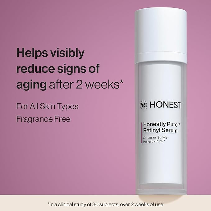 Honest Beauty Honestly Pure Nightly Retinyl Serum | Moisturizes, Exfoliates, + Reduces Fine Lines | Gentle for Sensitive Skin, Fragrance Free, Vegan | 1 fl oz